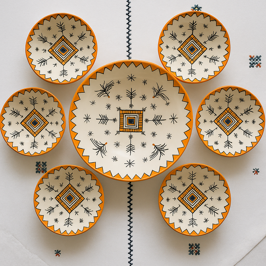 salhiahmed Vintage Hand-Painted Ceramic Dinnerware Set
