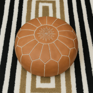salhiahmed Moroccan Leather Pouf – Handcrafted Elegance for Any Space
